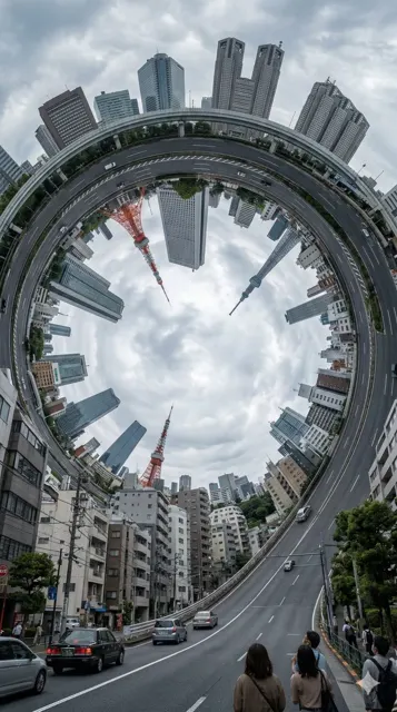 Inception style anti gravity city