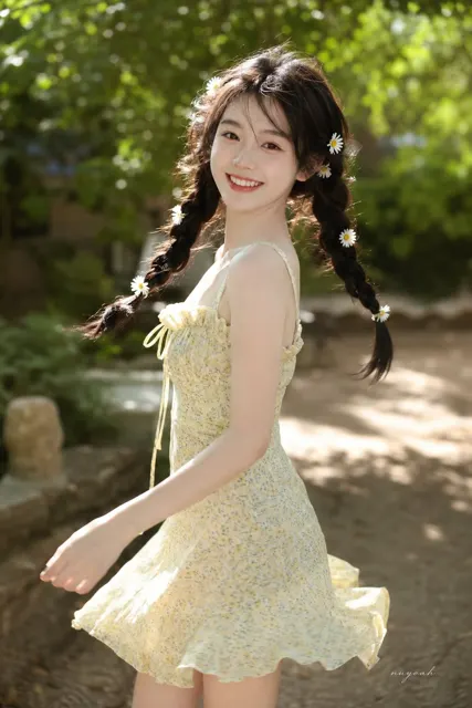 Outdoor summer chinese girl fresh atmosphere portrait
