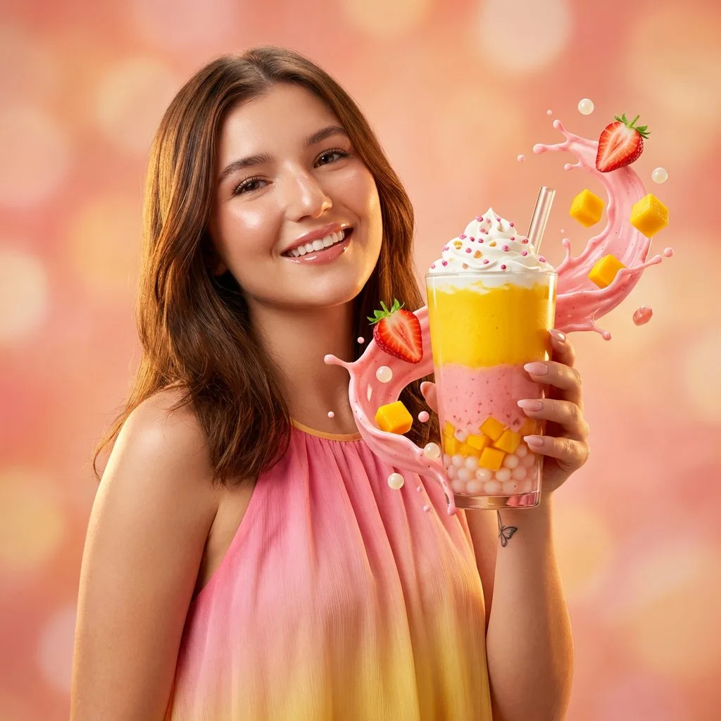 Mango strawberry boba ad — After