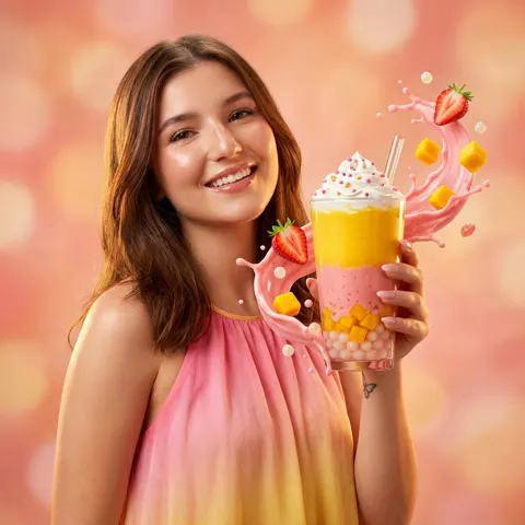 Mango strawberry boba ad