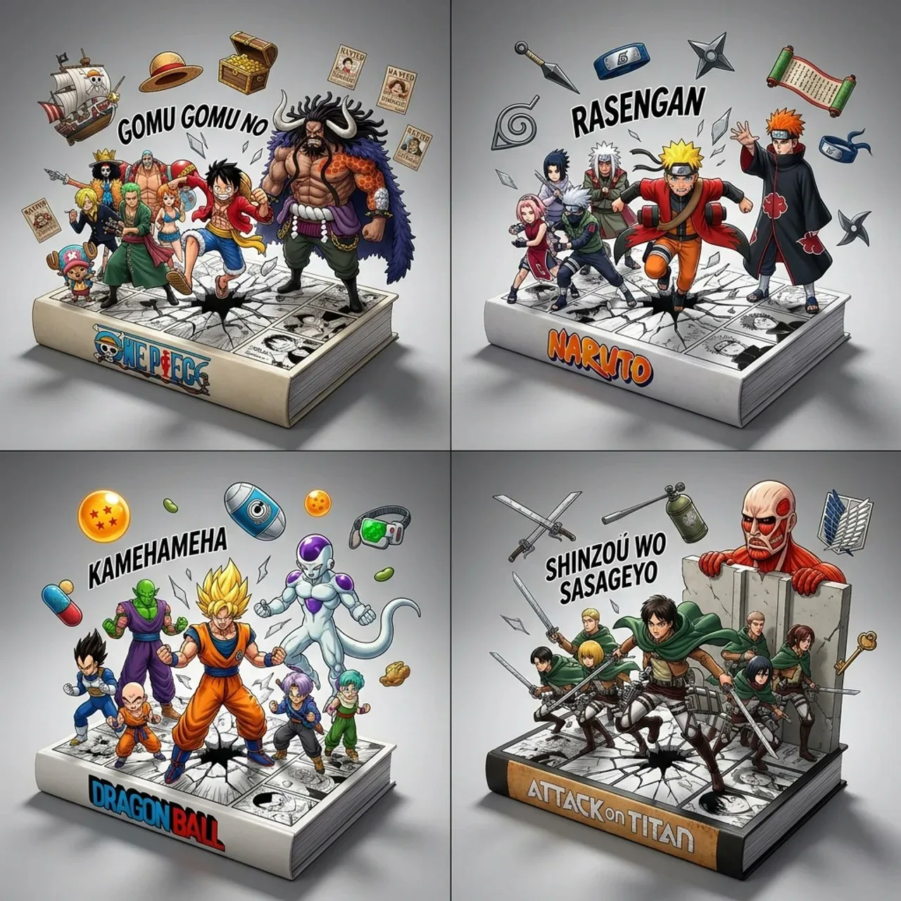 Manga 3d pop up book scene prompt — After