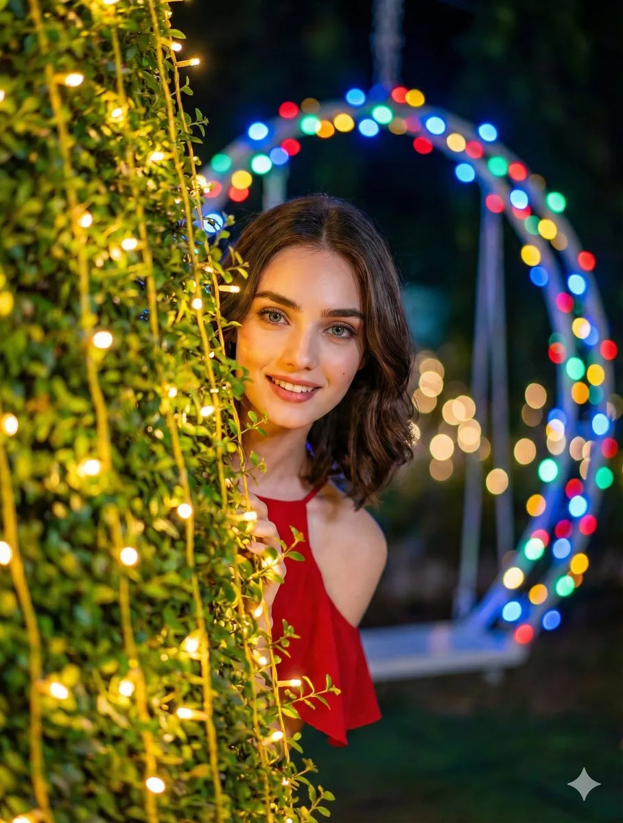 Cinematic red dress identity — Sonra