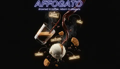 Cyberpunk neon floating food