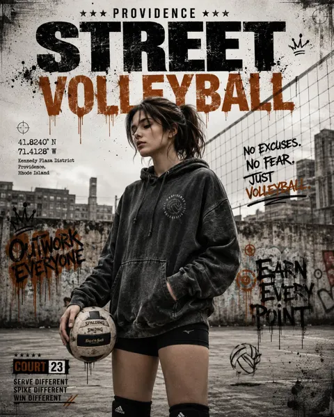 Premium urban street volleyball editorial poster