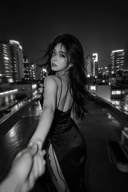 Timeless black and white cinematic portrait