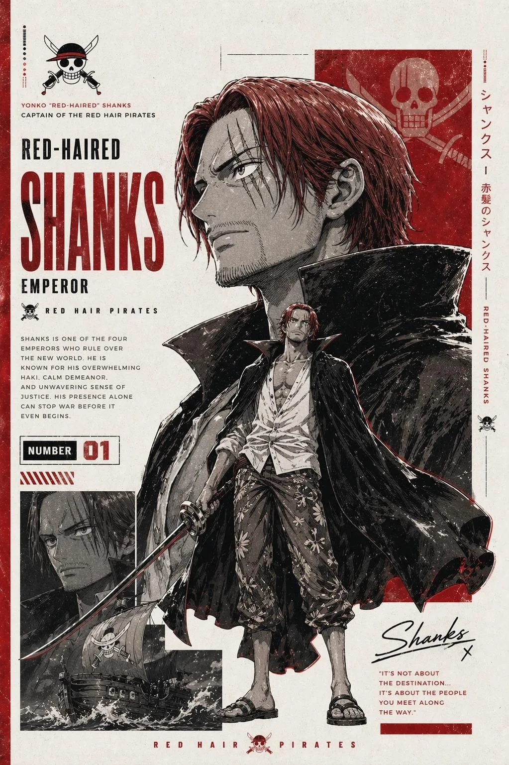 Epic anime pirate warrior manga poster — Sonra