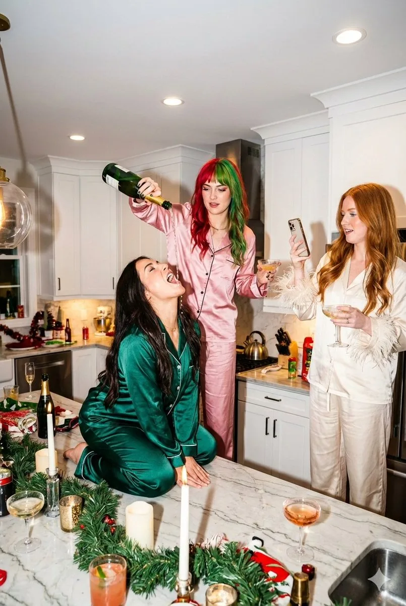 Flash lit kitchen champagne party — Sonra