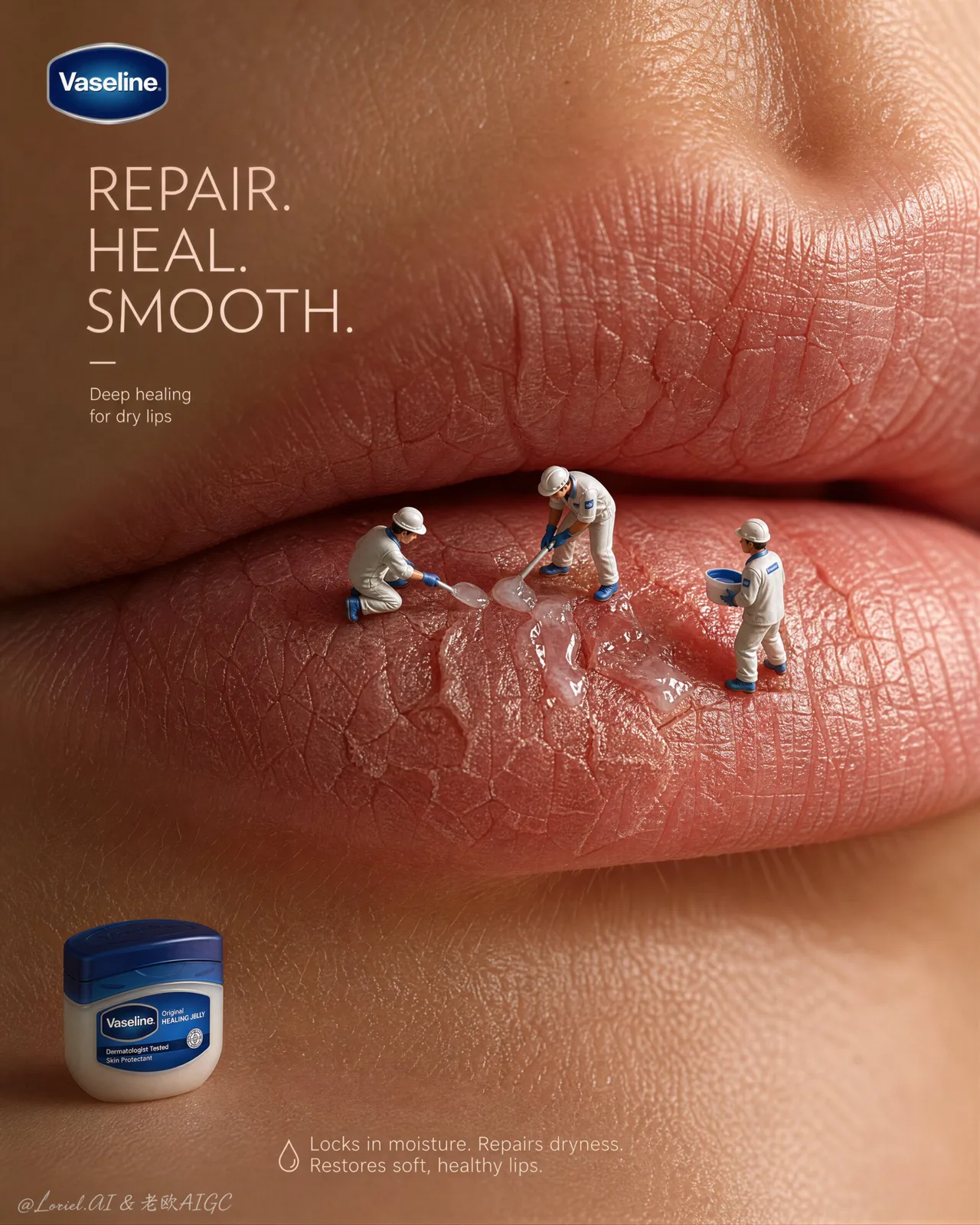 Vaseline ultra premium skincare lip repair macro — After