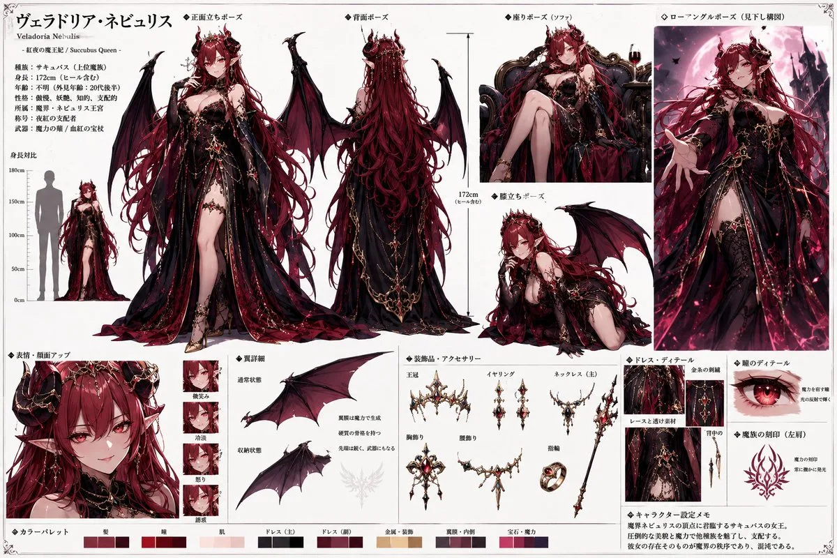 Professional anime design of succubus queen — After