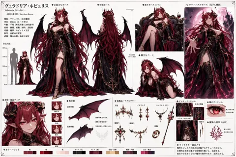 Professional anime design of succubus queen