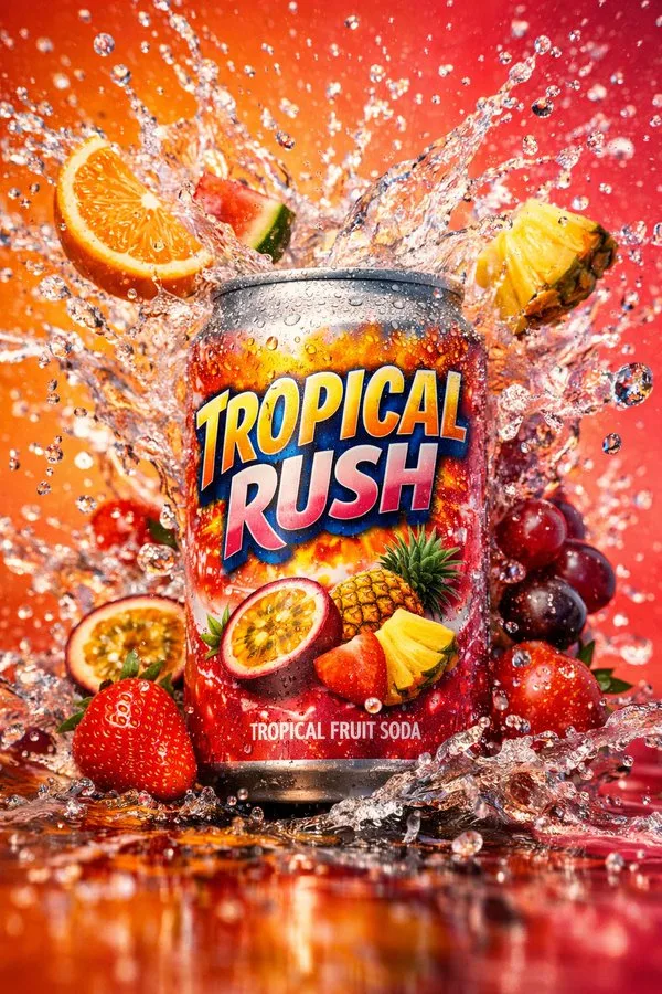 Vibrant neon soda splash poster — After