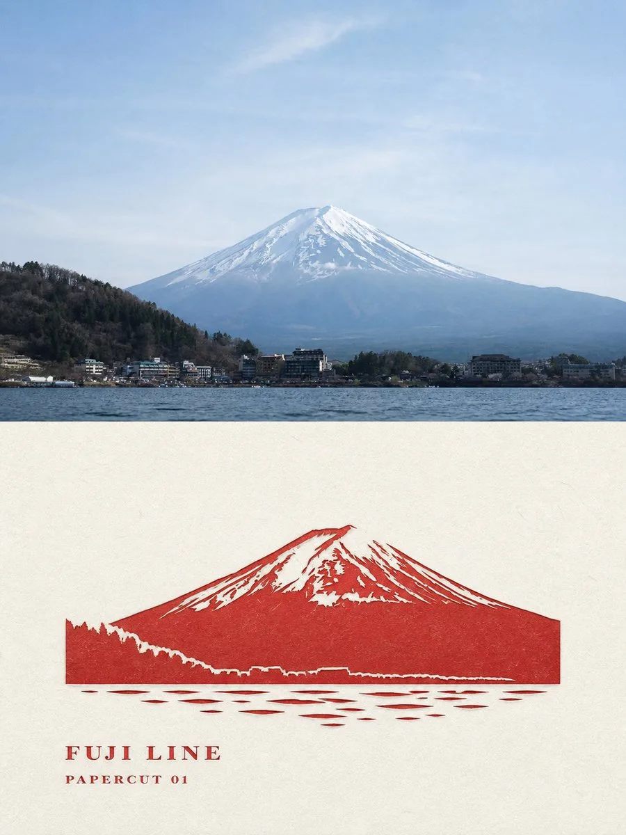 Travel photo modern vermilion papercut poster — After
