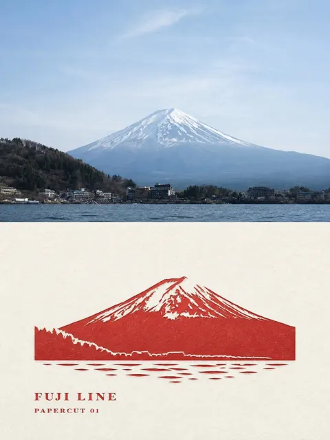 Travel photo modern vermilion papercut poster