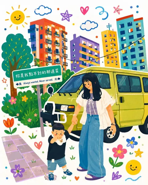 Heartwarming whimsical childrens storybook illustration mother camper