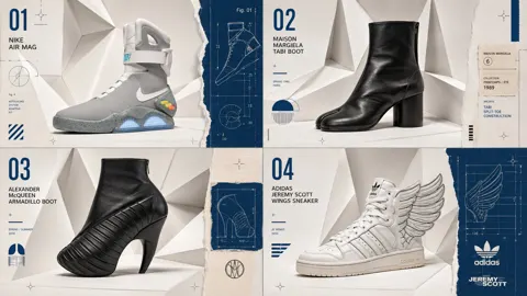 Origami dadaist poster famous shoes