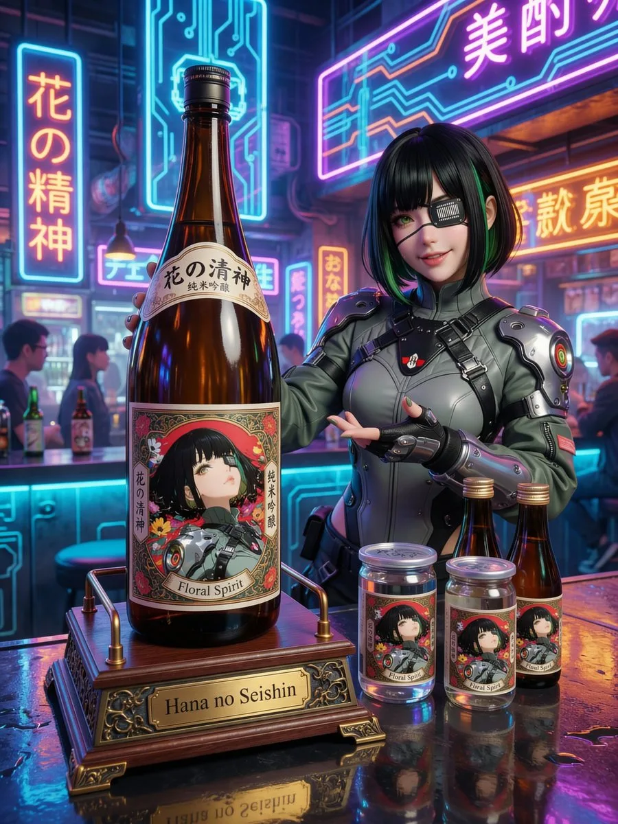 Japanese fantasy sake character aesthetics — After