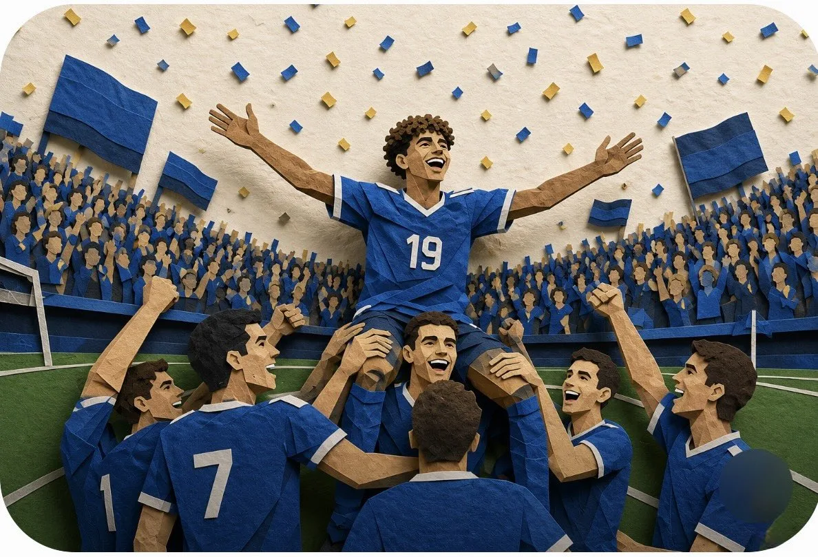Football championship paper cut illustration — Sonra