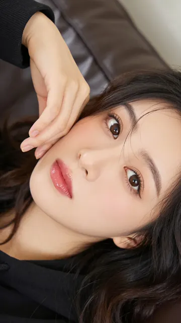 Realistic close up portrait of a young east asian woman