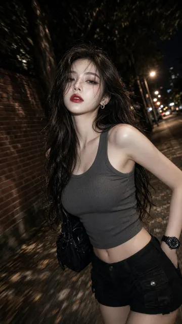 Photorealistic douyin style night selfie portrait