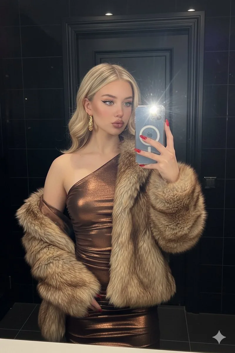 Bronze fur luxury selfie — After