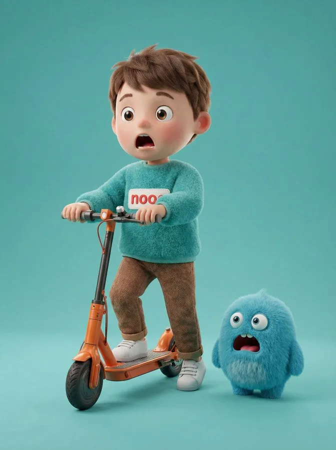 Cute boy blue monster shock — Sonra