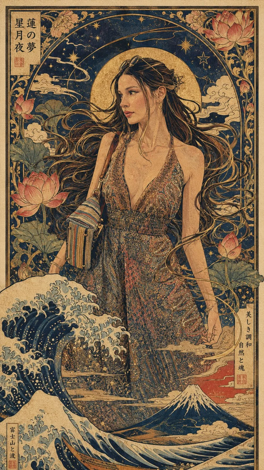 Art nouveau ukiyoe japanese style illustration — Sonra