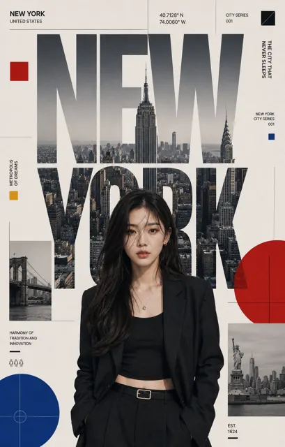 Swiss style kpop idol graphic poster