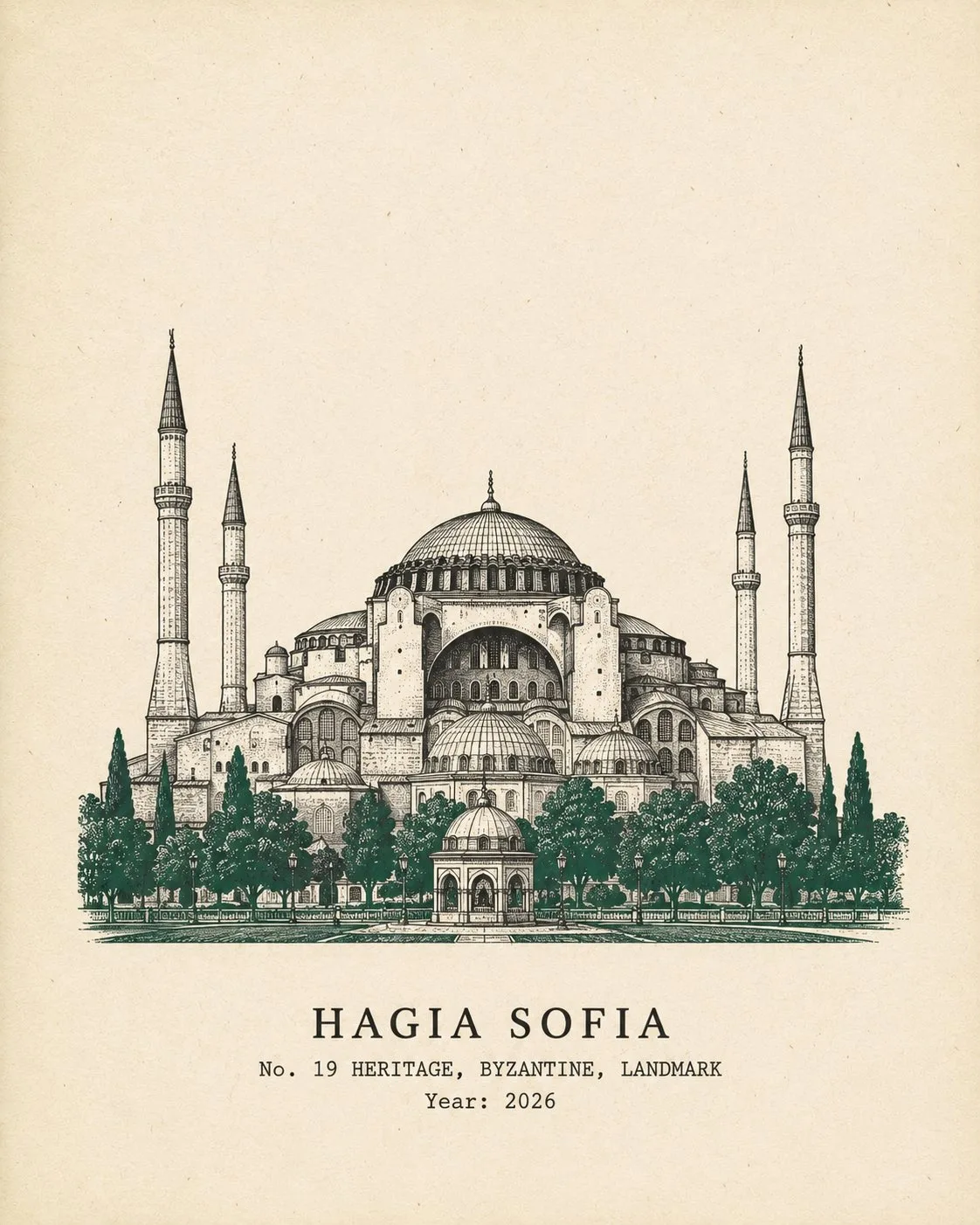 Mid century architectural travel poster illustration — Sonra