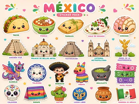 Kawaii country sticker pack