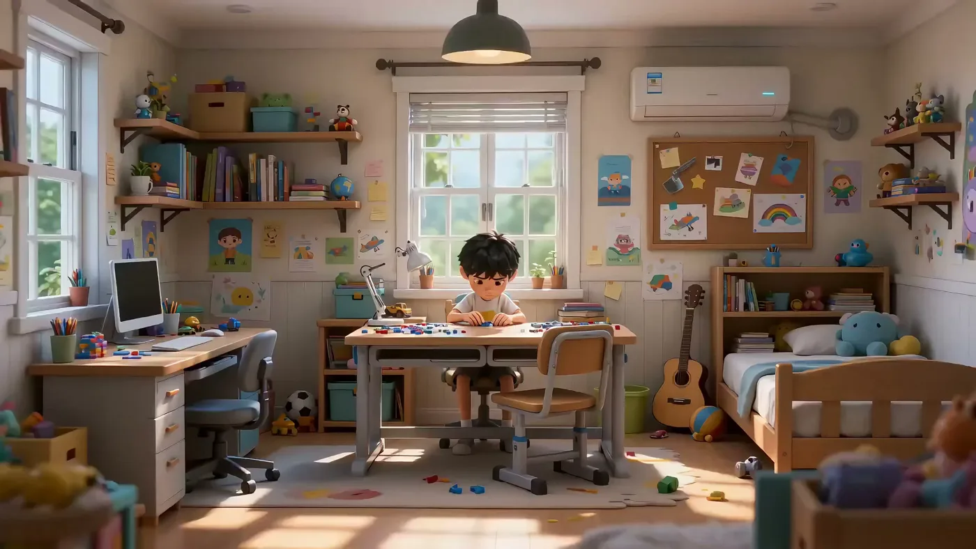 Boy assembling lego in sunlight — Sonra
