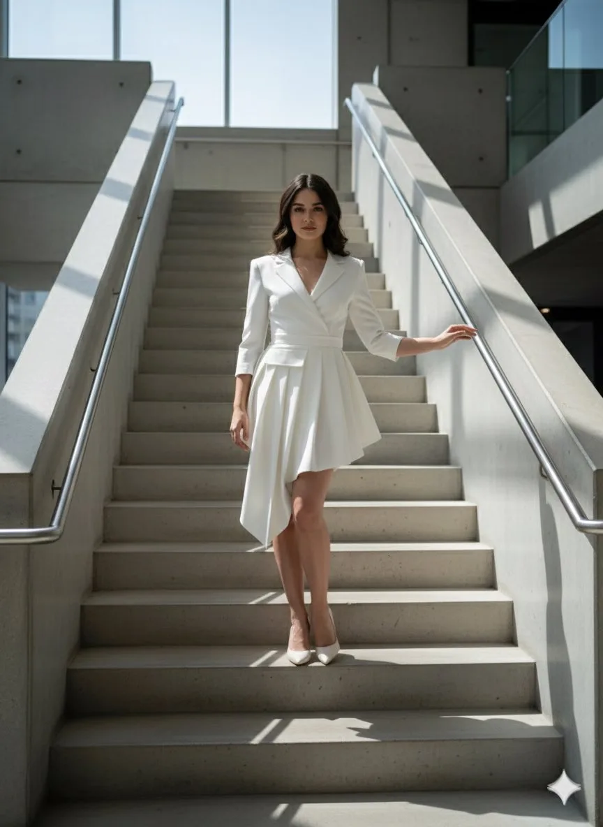 Modern staircase quiet white power — After
