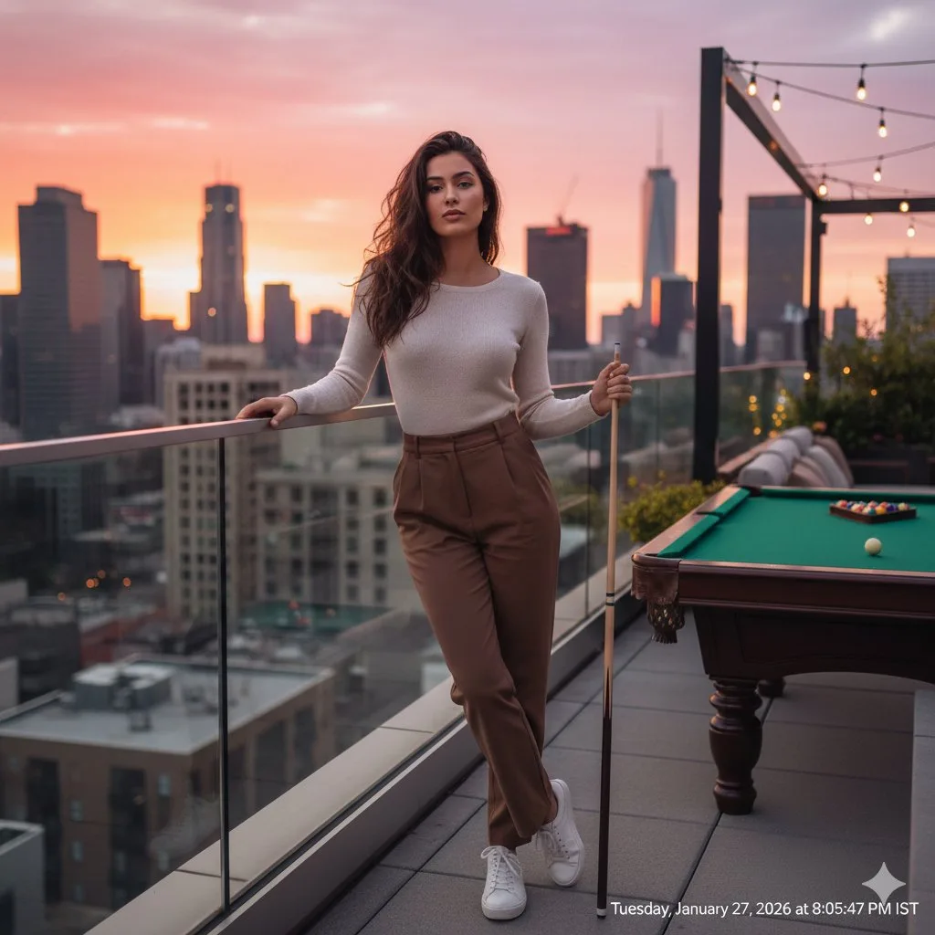 Realistic billiards fashion portrait — Sonra