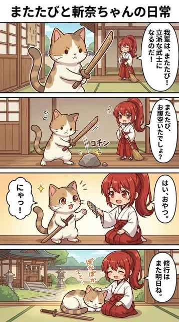Red haired girl and cat manga