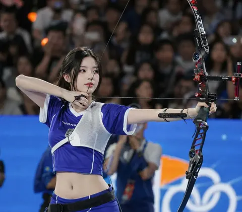 Realistic female archer competition portrait