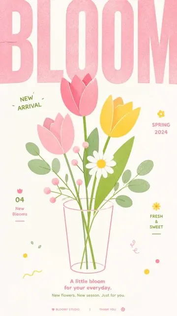 Bright clear poster bold text line drawing