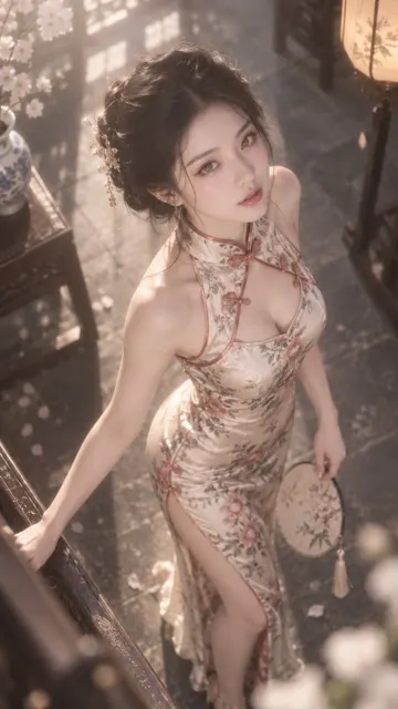 Qipao fox beauty high angle shot