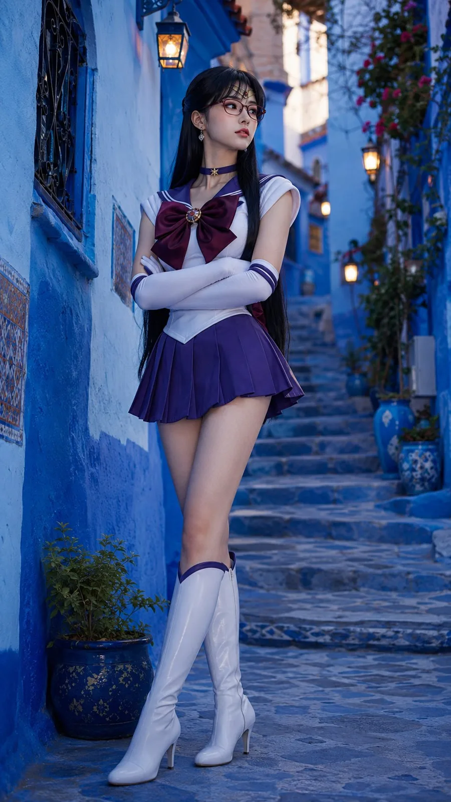 Sailor moon moroccan blue town semi realistic prompts — Sonra
