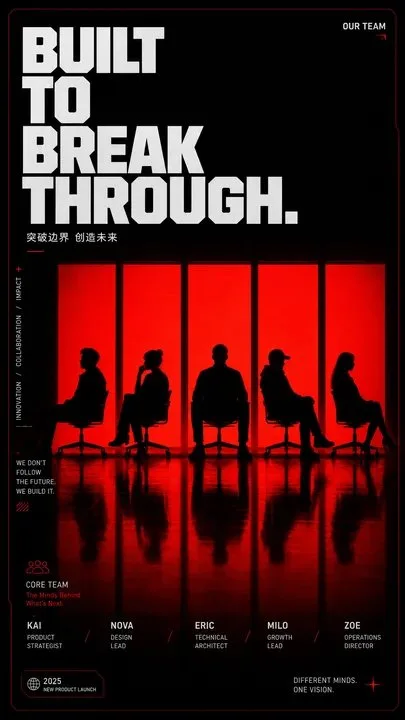 High contrast silhouette backlit tech launch poster — After