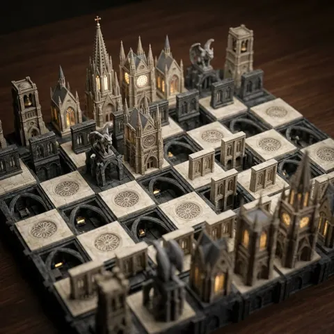 Cyberpunk diorama chess
