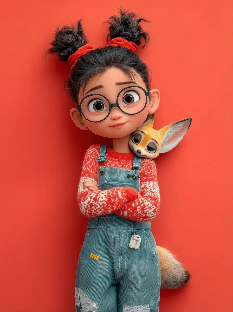 Healing moment girl red sweater fox — Sonra
