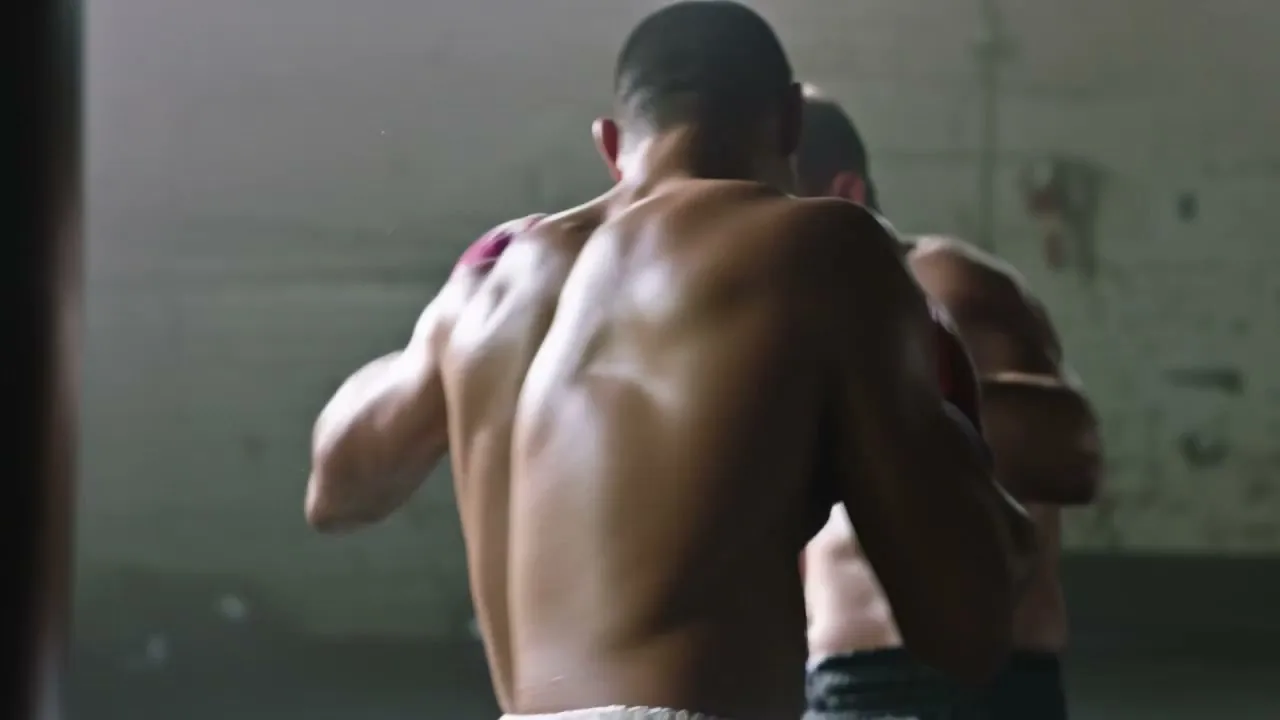 Gritty gym handheld boxing sparring — Sonra