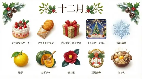 Japanese december 3d icon set