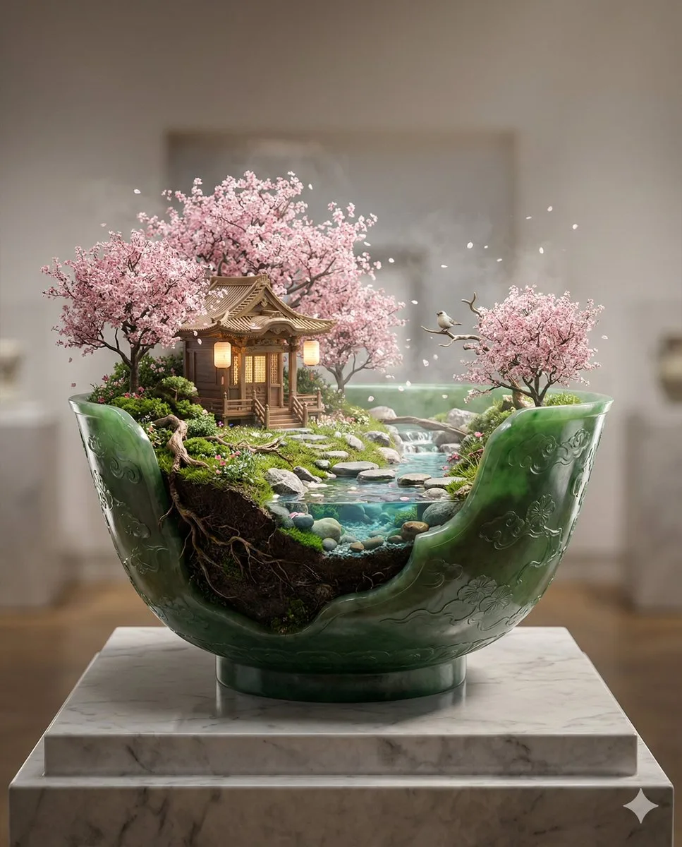 Jade shrine micro diorama — After