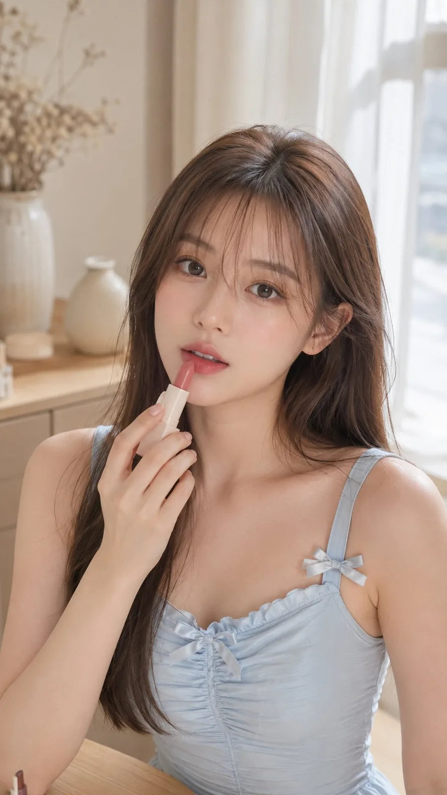 Ultra realistic east asian woman lipstick beauty portrait — Sonra