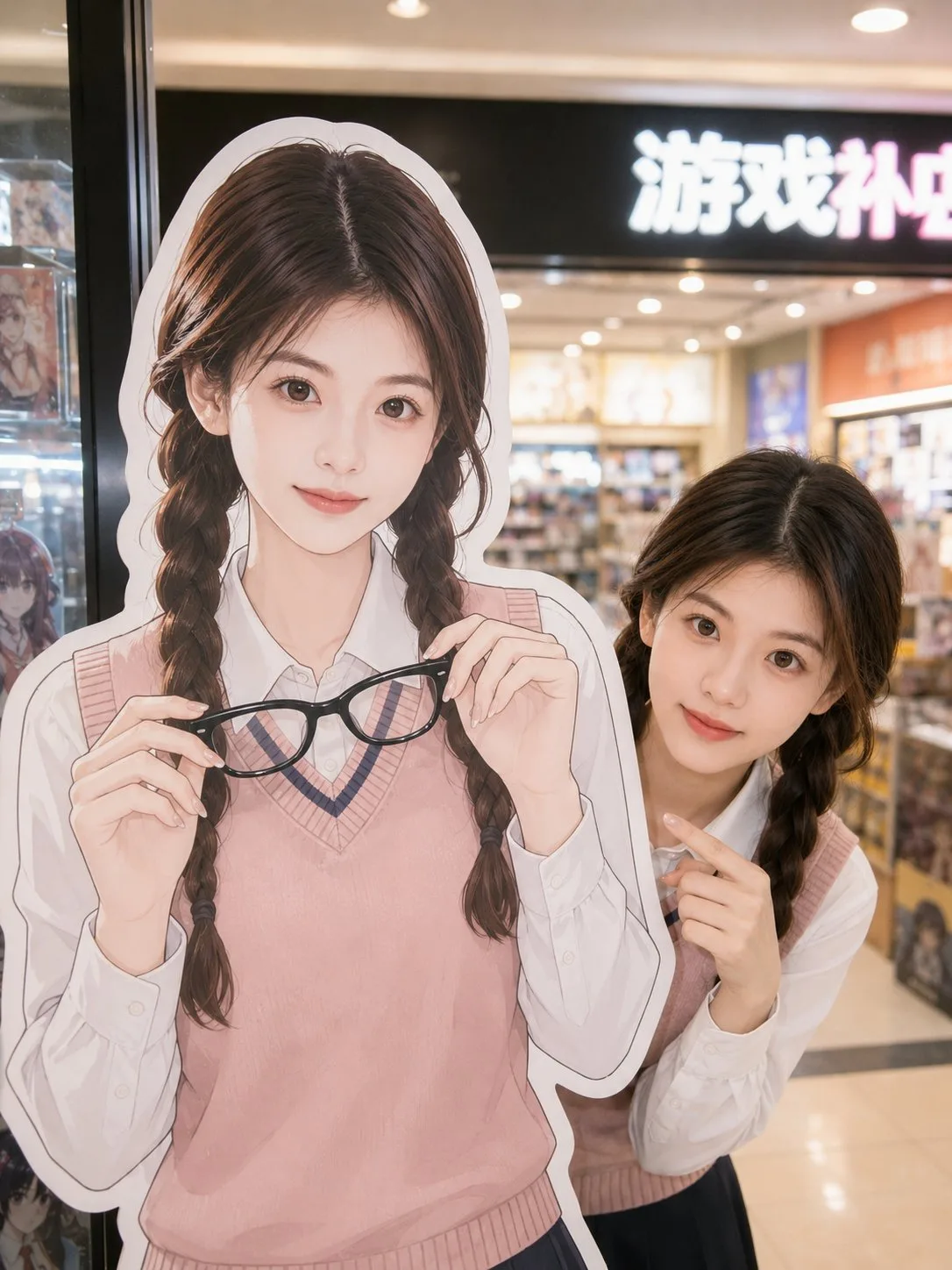 Realistic portrait anime standee interaction — After