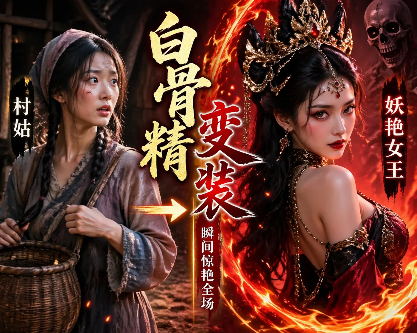 White bone demon transformation glamorous queen flames — Sonra