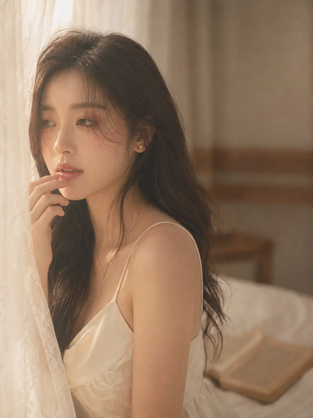 Vintage bedroom afternoon soft mist portrait — After