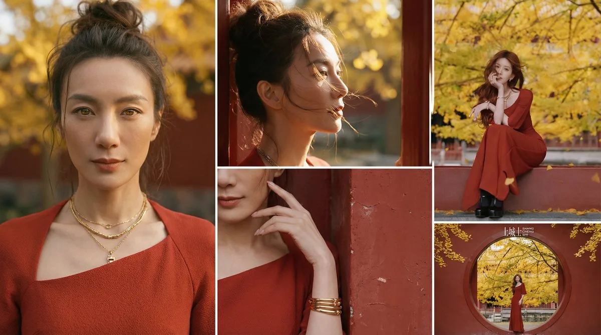 Red ginkgo guofeng cinematic fashion — After