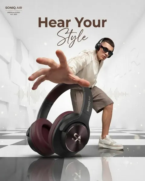 Ultra realistic luxury headphone fashion ad