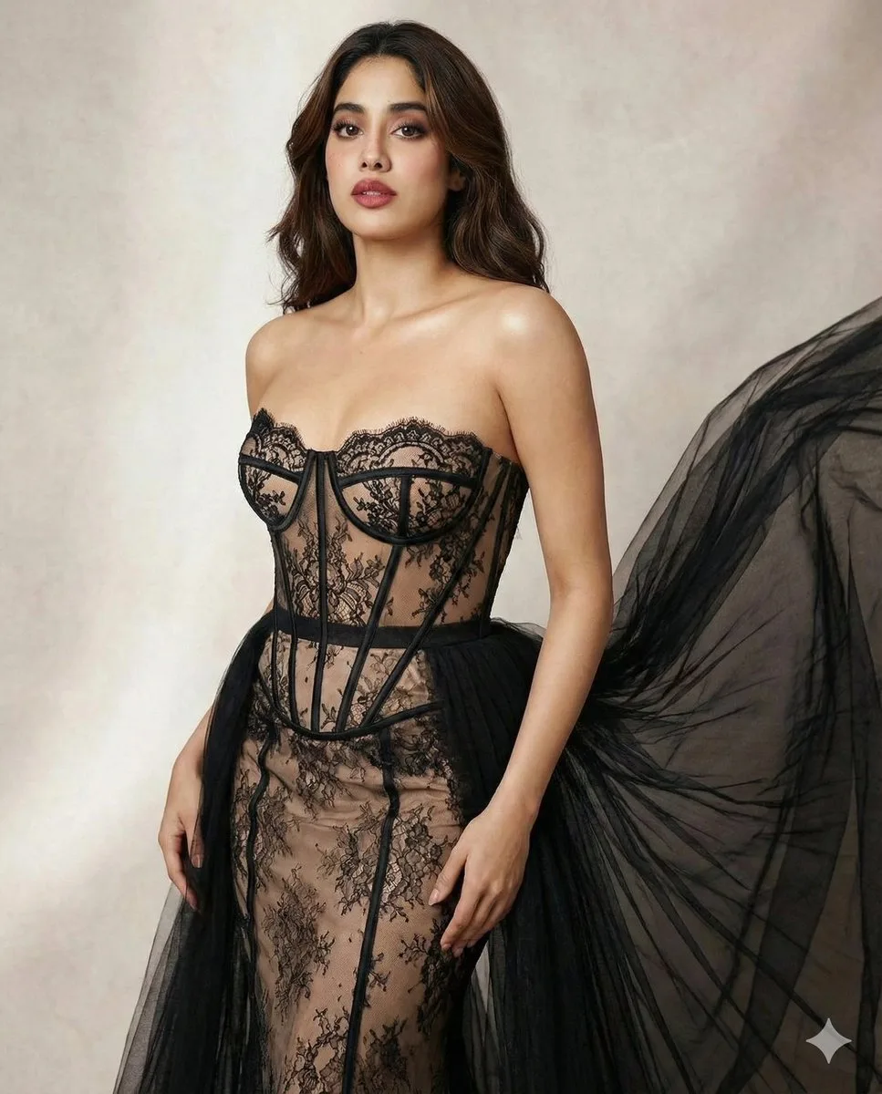 Haute couture illusion lace gown — After